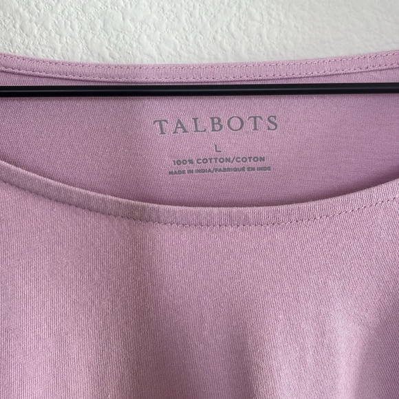 Talbots Cotton Spring Lace Trim Sleeve Top NWT Size Large - Picture 2 of 6